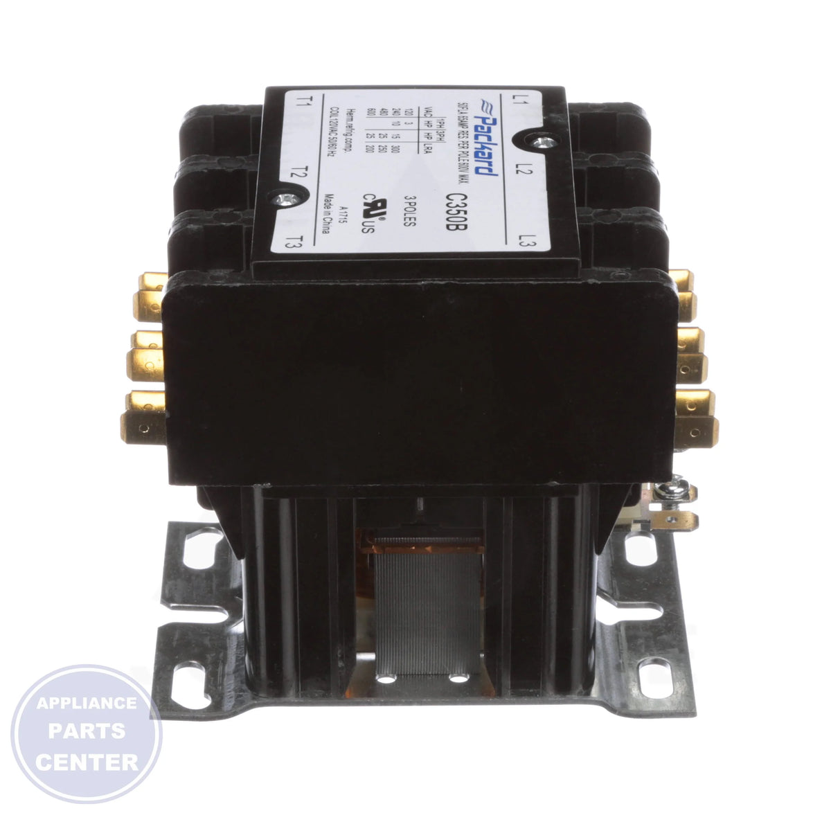 Definite Purpose Contactor 3-Pole C350B - Detailed view of 50 Amps inductive current