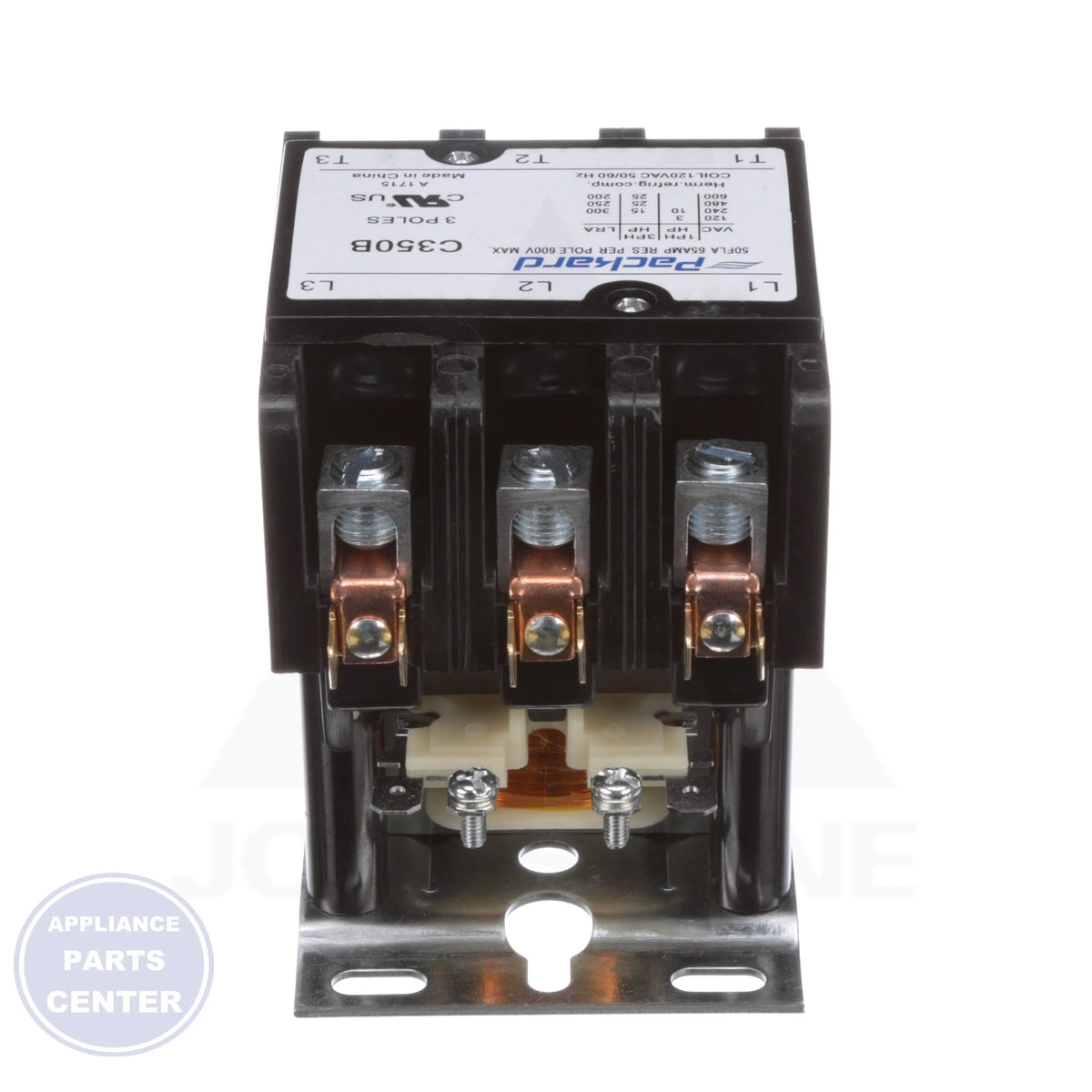 Definite Purpose Contactor 3-Pole C350B - Side view with 120 coil voltage