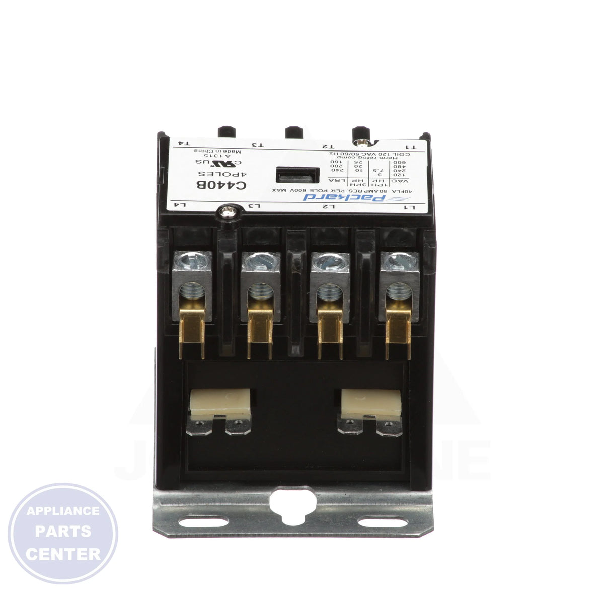Definite Purpose Contactor C440B - Side view with 4 poles and 120V coil