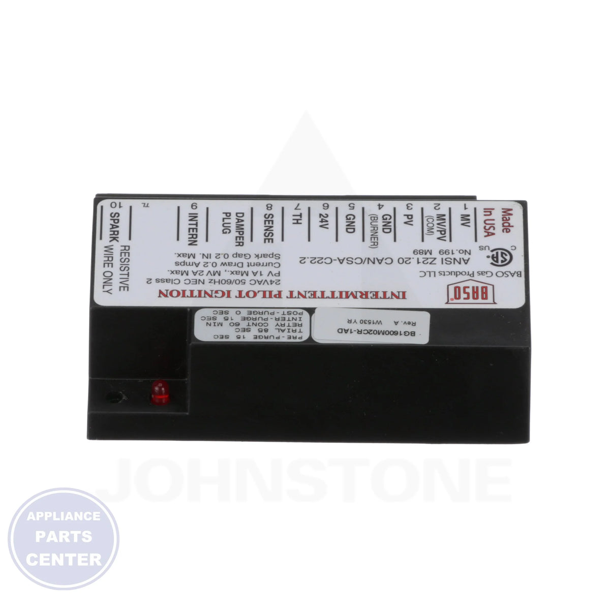 Universal Intermittent Pilot Ignition Control C661PGA-1CJ - Side view with 24VAC support