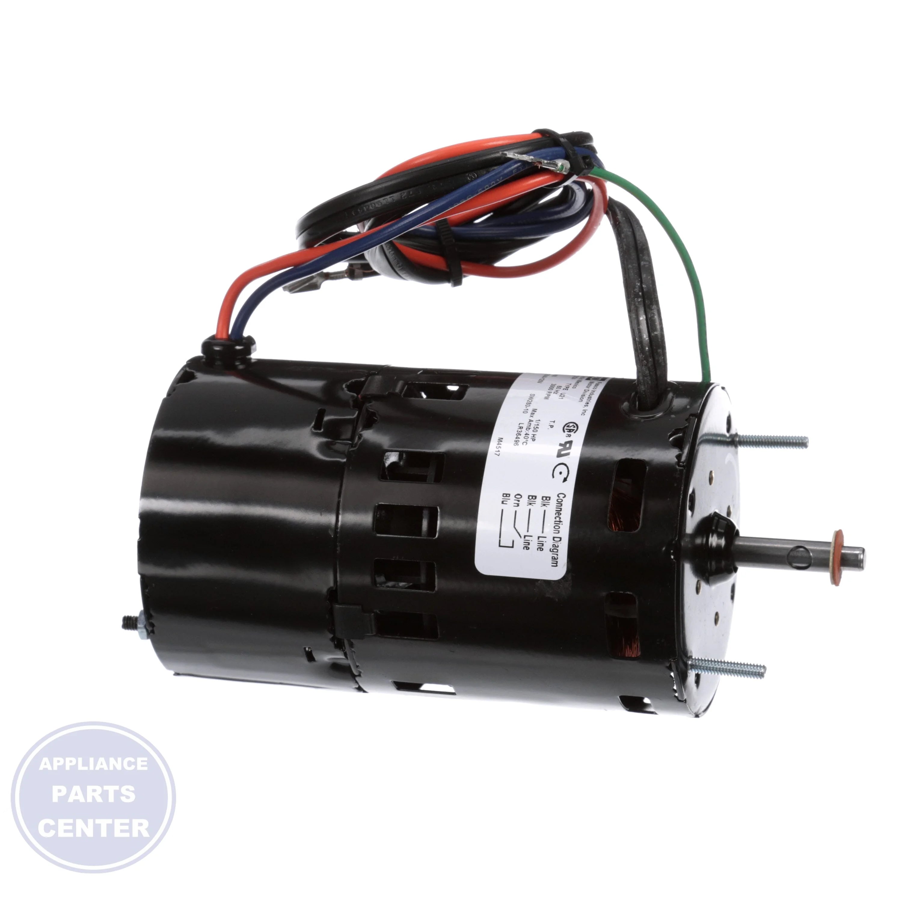 Replacement for Coleman Draft Booster Motor D408 - Detailed view of the 115V 1/150 HP motor
