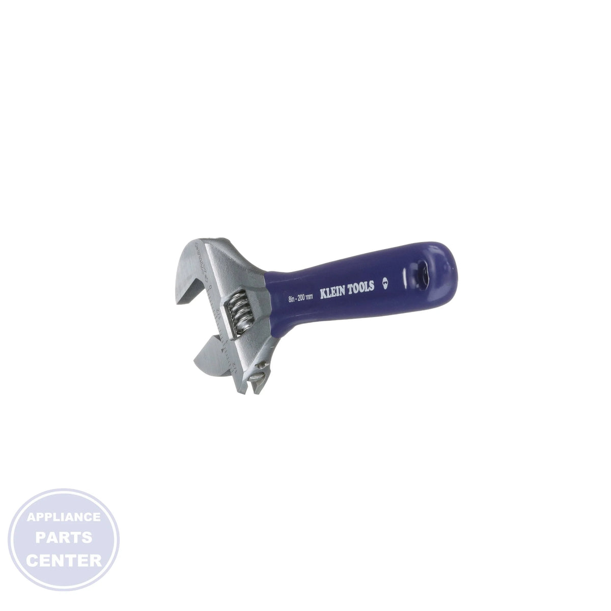 [Brand] 8" Extra-Wide Adjustable Wrench D5098 - Detailed view of standard and metric markings on jaw