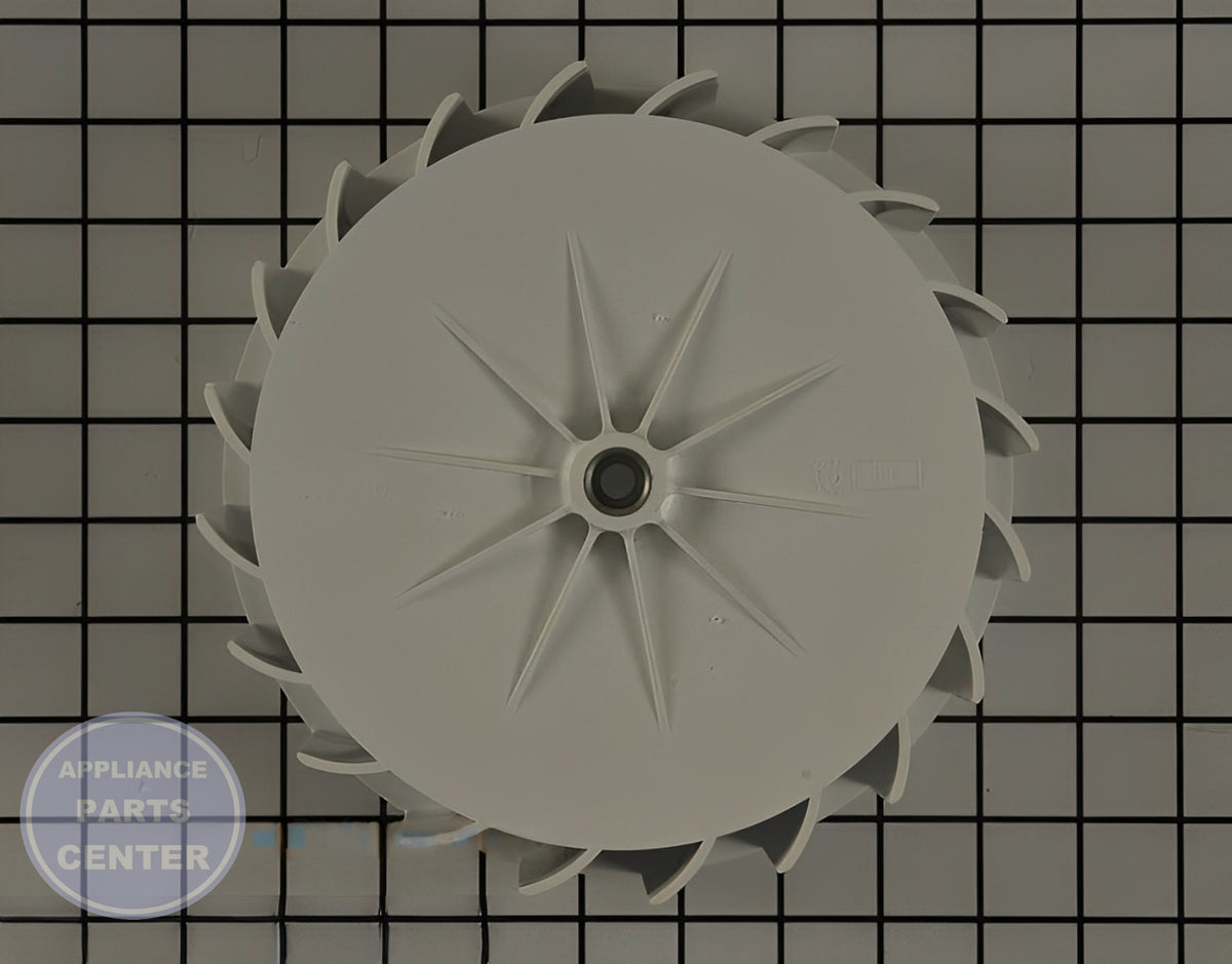 SPEED QUEEN BLOWER FAN ASSEMBLY D510139P - Side view with precise measurements