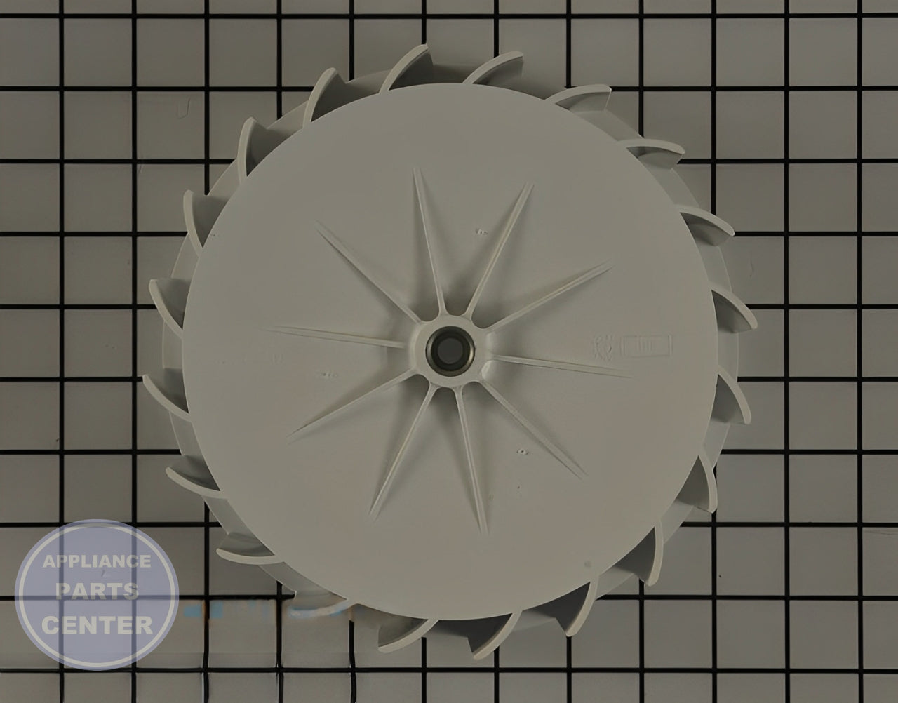 SPEED QUEEN BLOWER FAN ASSEMBLY D510139P - Side view with precise measurements
