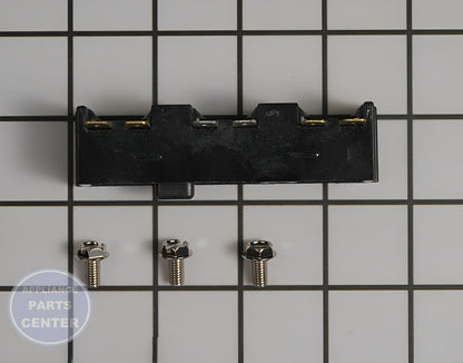 SPEED QUEEN DRYER TERMINAL BLOCK ASSEMBLY WITH SCREWS D510190P - Detailed view of receptacle and wire connections