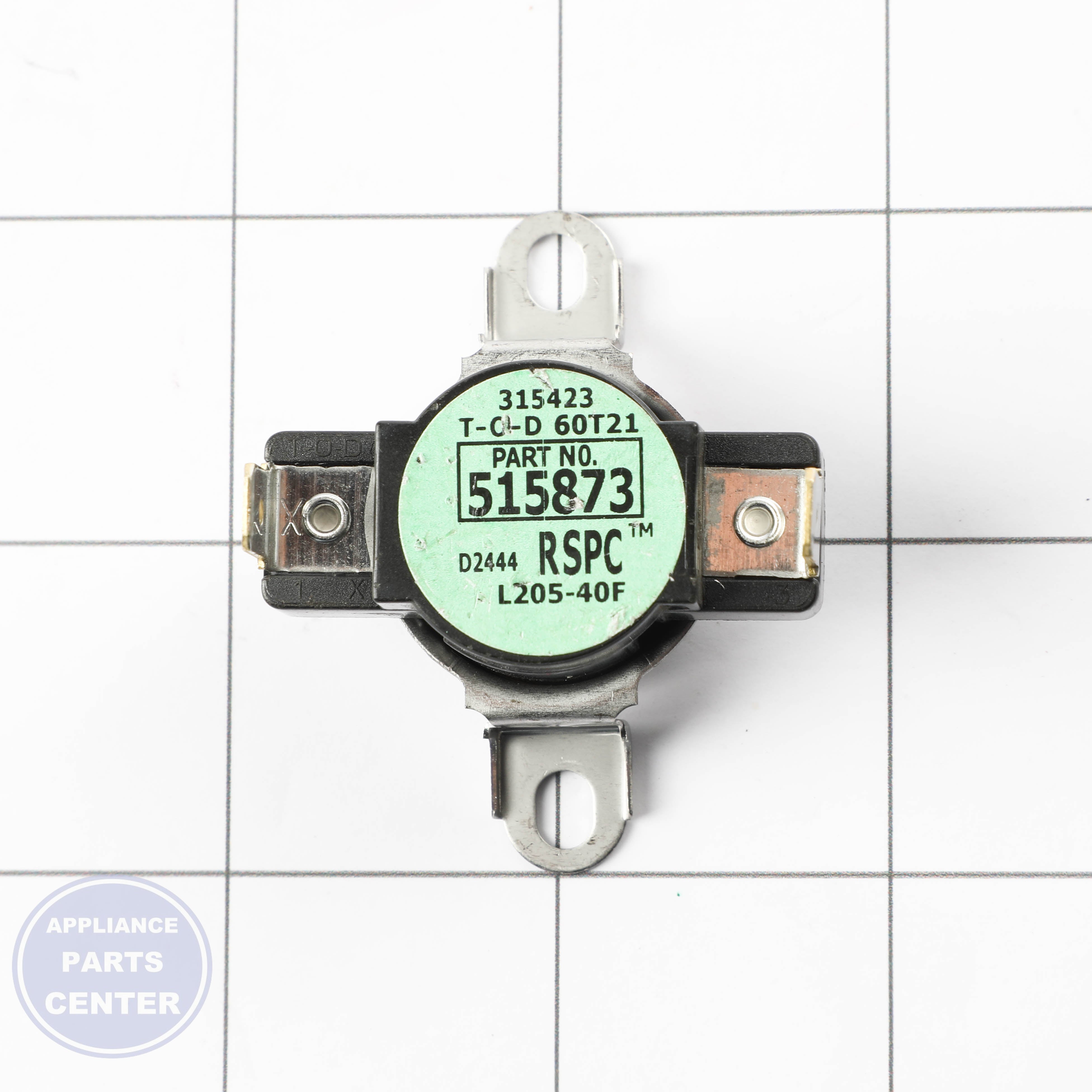 THERMOSTAT,LIMIT-GREEN D515873 - Side view with precise temperature control
