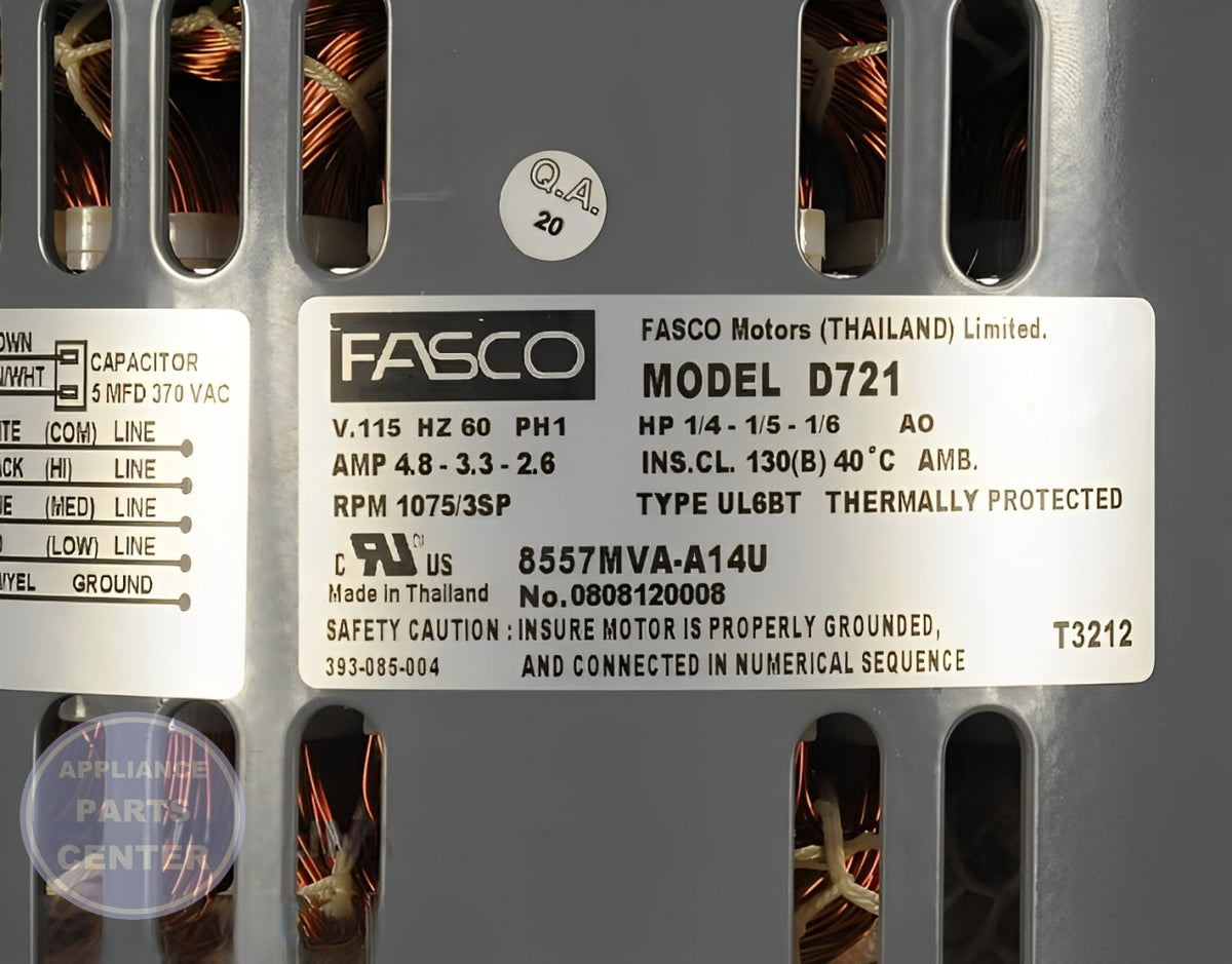 FASCO D721 Blower Motor - Detailed view of efficient technical details