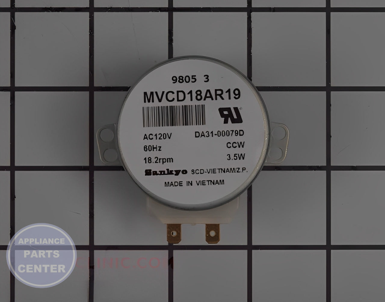 SAM Refrigerator MOTOR GEARED AC DISP;MVCD18AR19/MCCD182A - Main view showing smooth operation for model 110688