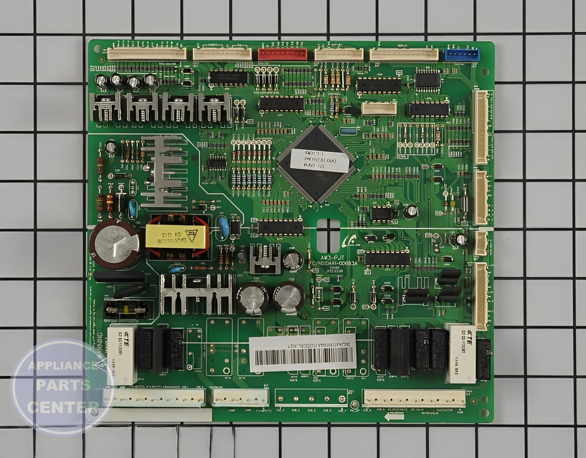 Samsung Refrigerator Main PCB Assembly DA41-00684A - Main view showing circuit board & timer for Samsung XYZ model
