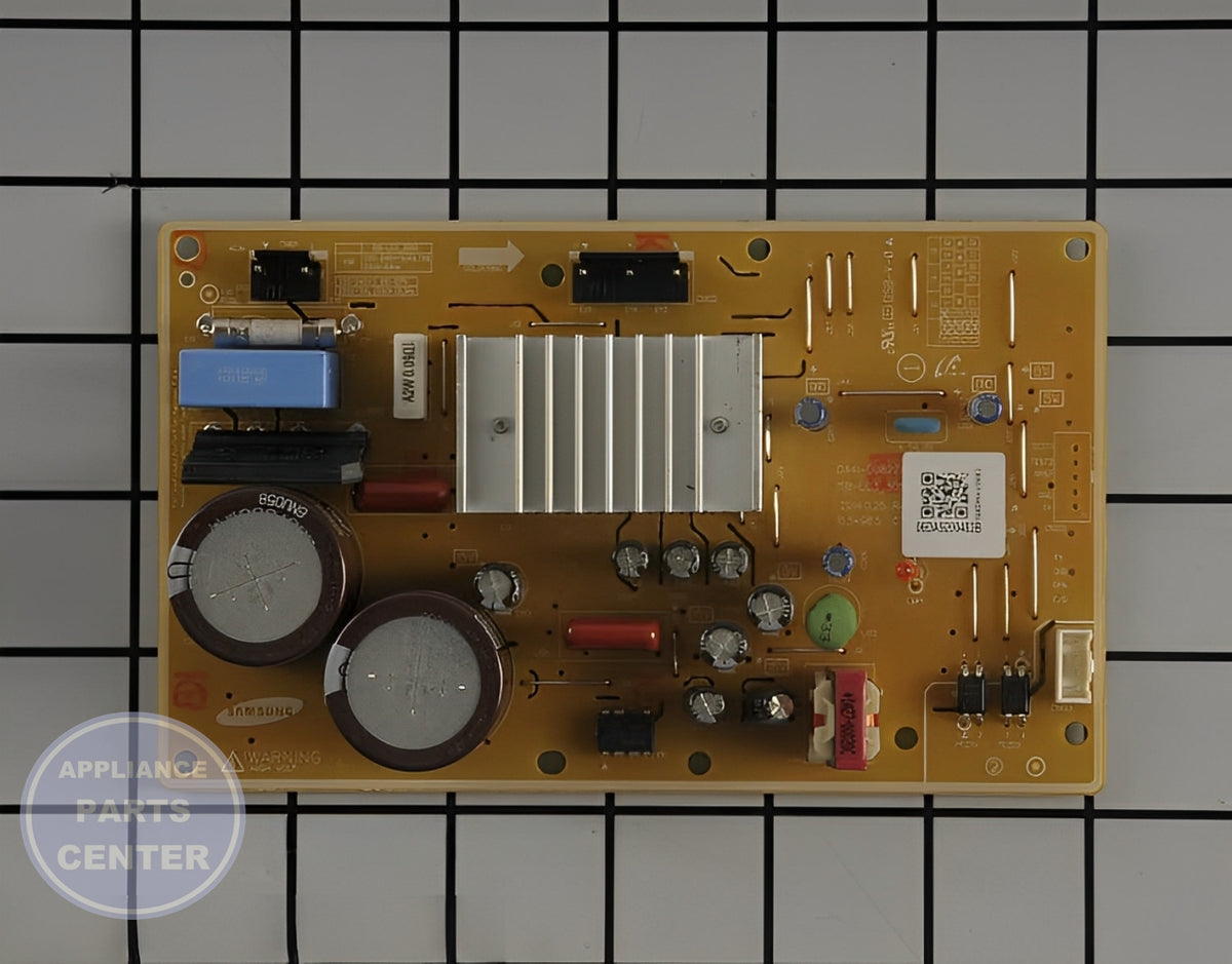 SAMSUNG REFRIGERATOR INVERTER PCB ASSEMBLY DA92-00483B - Main view showing energy-saving features for various Samsung models