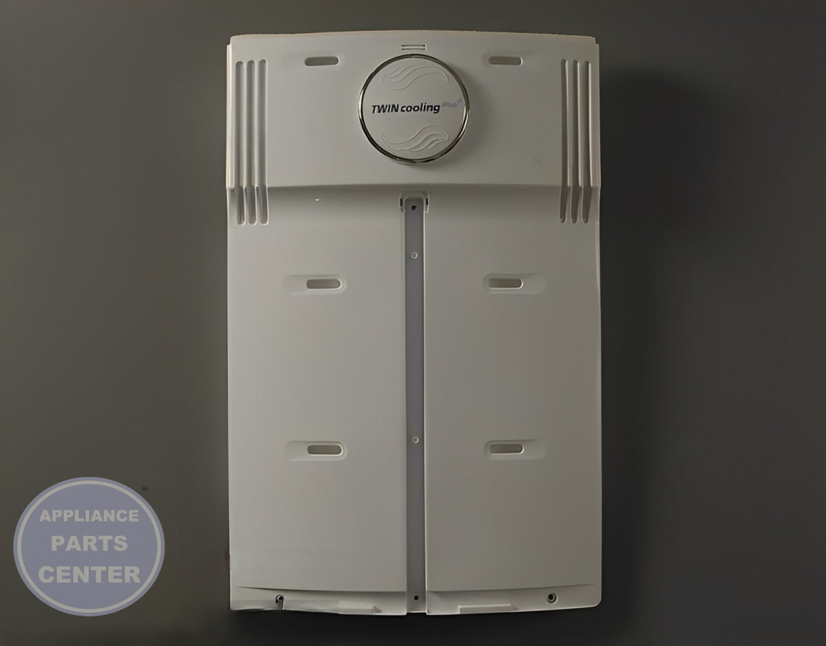 Samsung Refrigerator Evaporator Fan Cover Assembly DA97-06197S - Main view showing improved cooling performance for Samsung models