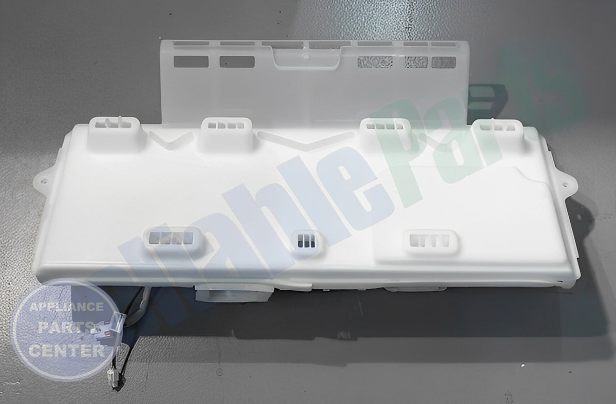 SAMSUNG REFRIGERATOR FREEZER EVAPORATOR COVER ASSEMBLY DA97-08434C - Side view with precise fit measurements