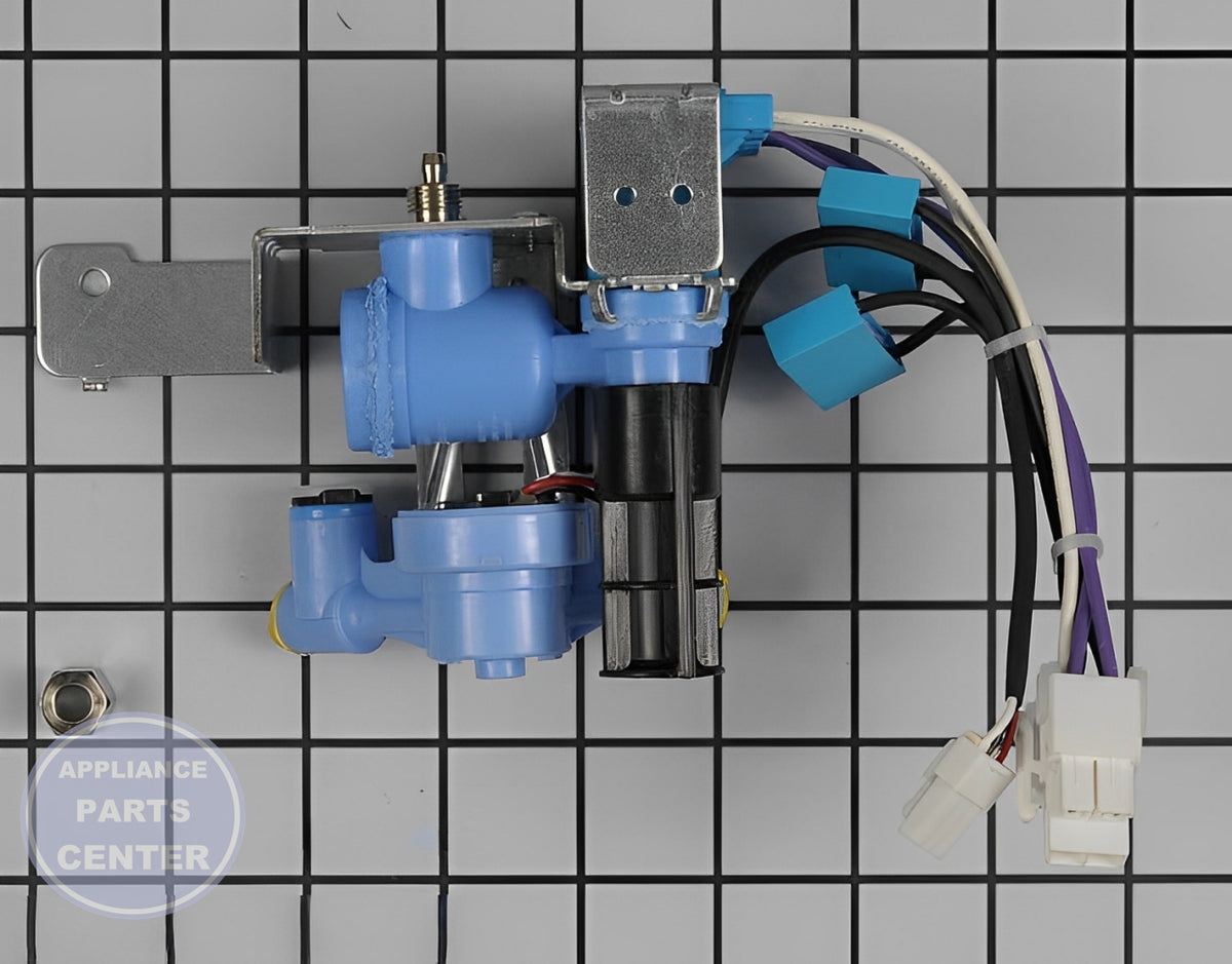 Water Inlet Valve DA97-08587A - Side view with precise measurements and specifications