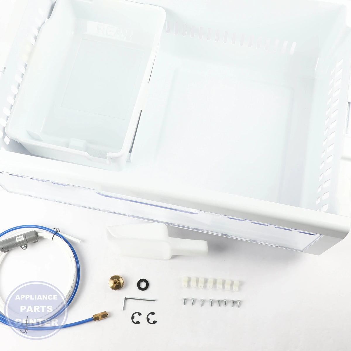 SAM ASSY TRAY-FRE UP;NW2-FDR,21CU.FT,GLOBAL, DA97-11590B - Installation in SAM Refrigerator showing easy mounting points