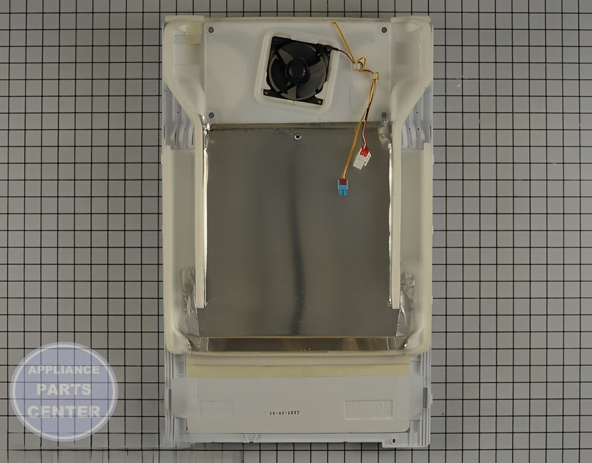 SAMSUNG REFRIGERATOR WHITE FREEZER EVAPORATOR COVER ASSEMBLY DA97-11823A - Detailed view of motor assembly