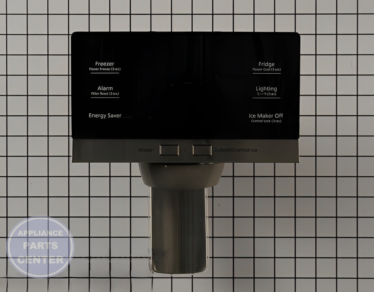 Samsung Refrigerator Dispenser Cover Assembly DA97-13809F - Main view showing seamless fit for SMG Refrigerator