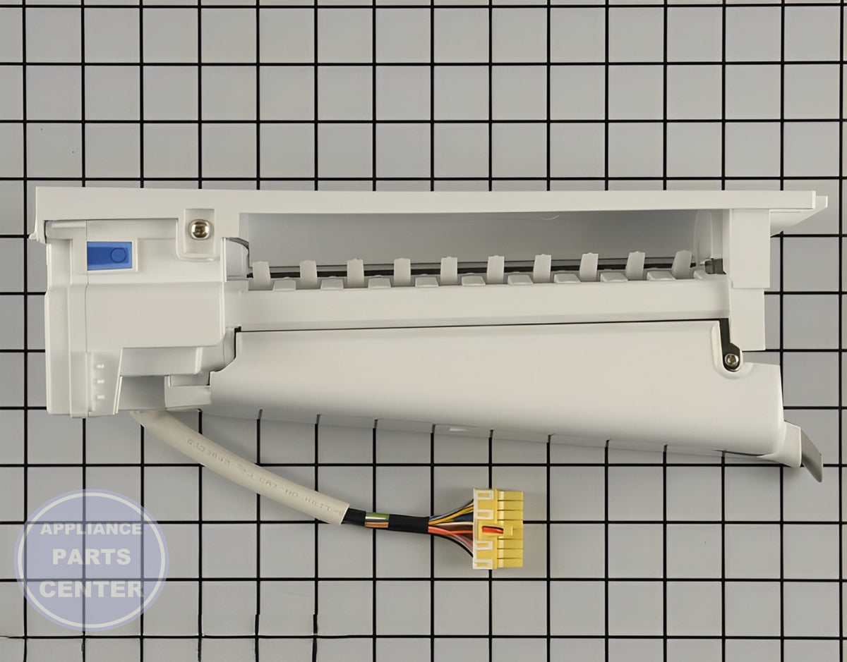 Refrigerator Ice Maker Assembly DA97-15217D - Side view with precise measurements