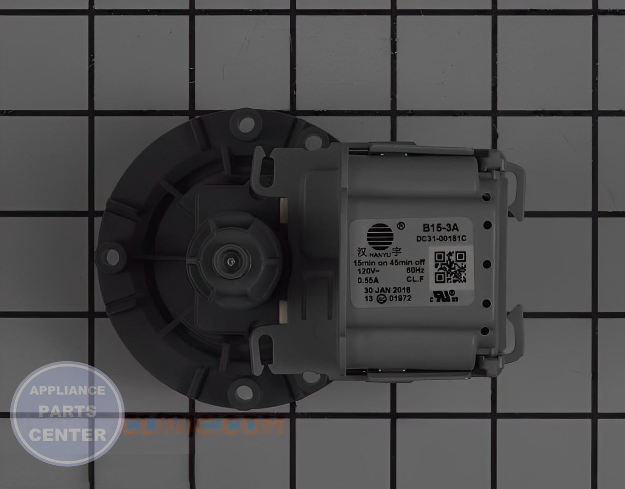 SAMSUNG WASHER AC PUMP MOTOR DC31-00181C - Main view showing efficient water flow for SMG model