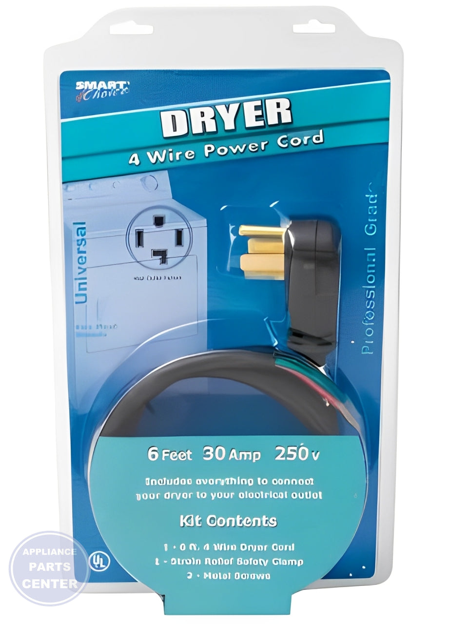 USD PRODUCTS DRYER CORD 30 AMP 6' 4 WIRE - Installation in top dryer models showing key mounting points