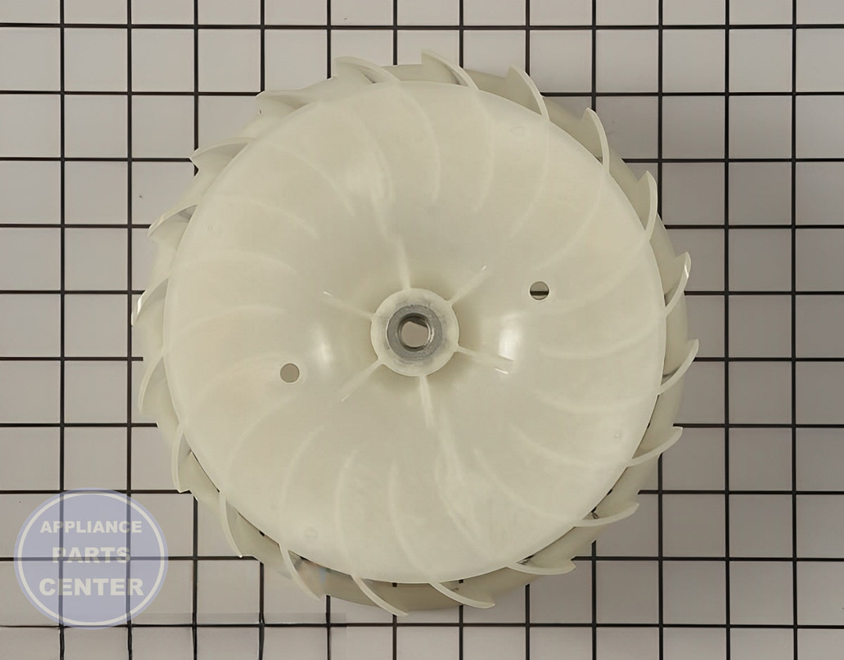 SAMSUNG DRYER BLOWER WHEEL ASSEMBLY DC67-00180B - Detailed view of blower wheel and fan blade
