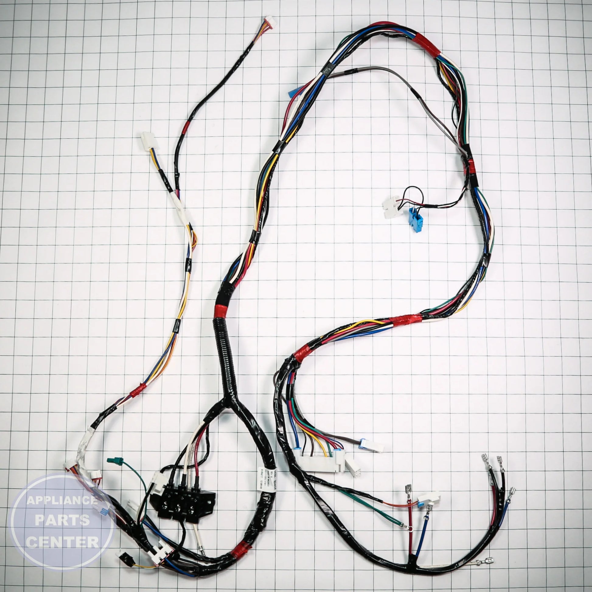 Samsung ASSY WIRE HARNESS-MAIN;DRYER-L,DUAL,STEA DC93-00465A - Installation in specific model showcasing key mounting points