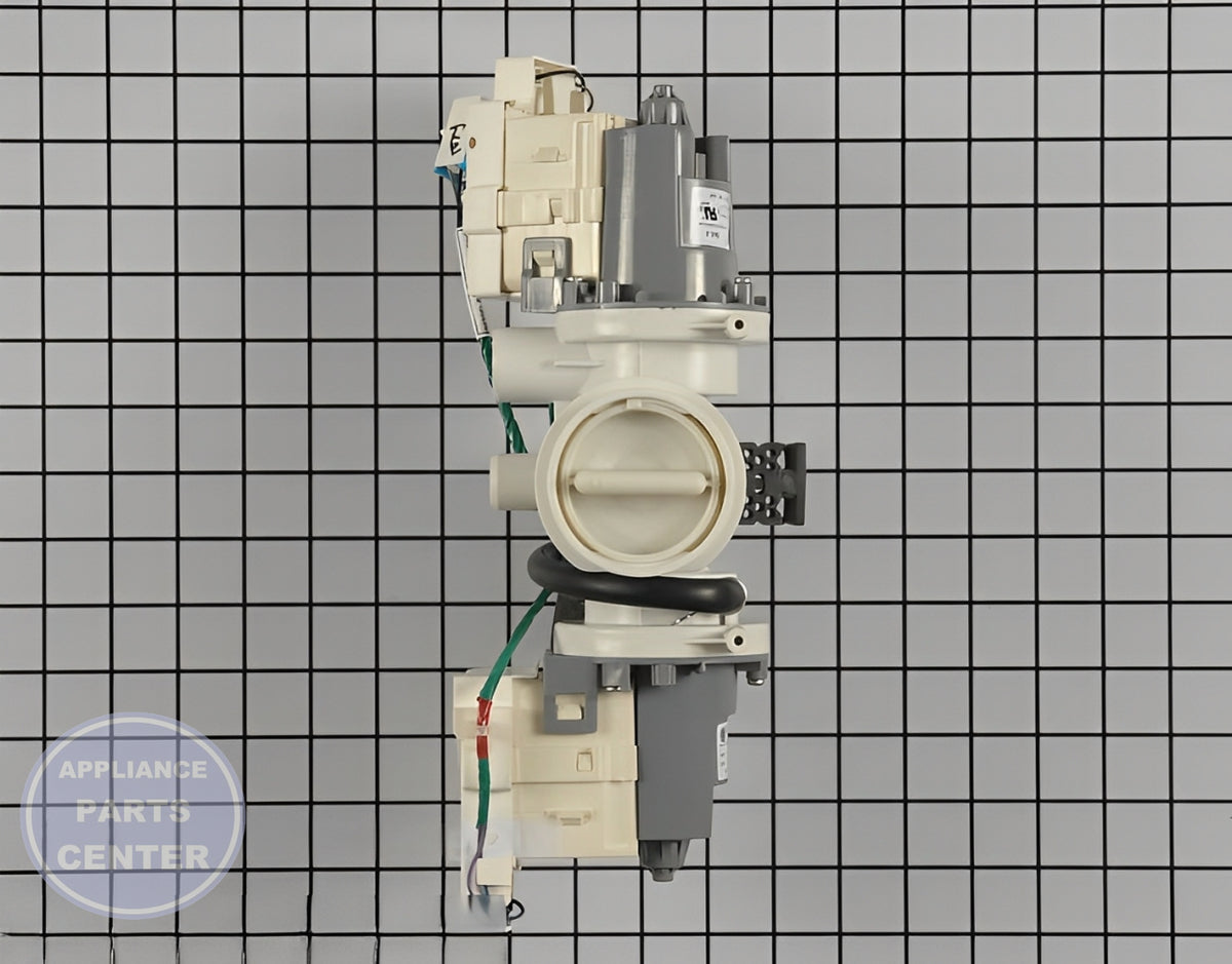 WASHER DRAIN PUMP ASSEMBLY DC97-15974C - Side view with precise specifications