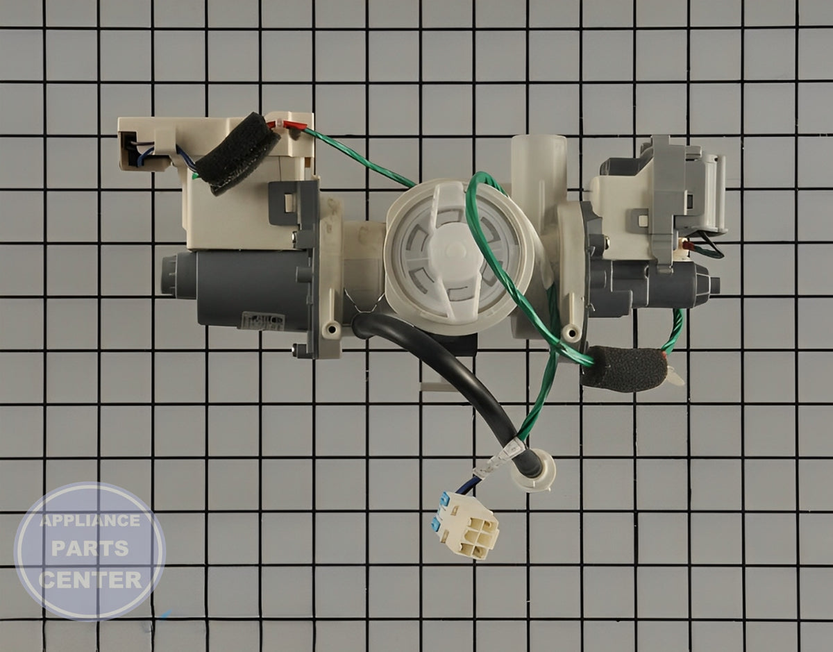 SAMSUNG WASHER DRAIN PUMP ASSEMBLY DC97-20639A - Side view with 10 gallons/min capacity