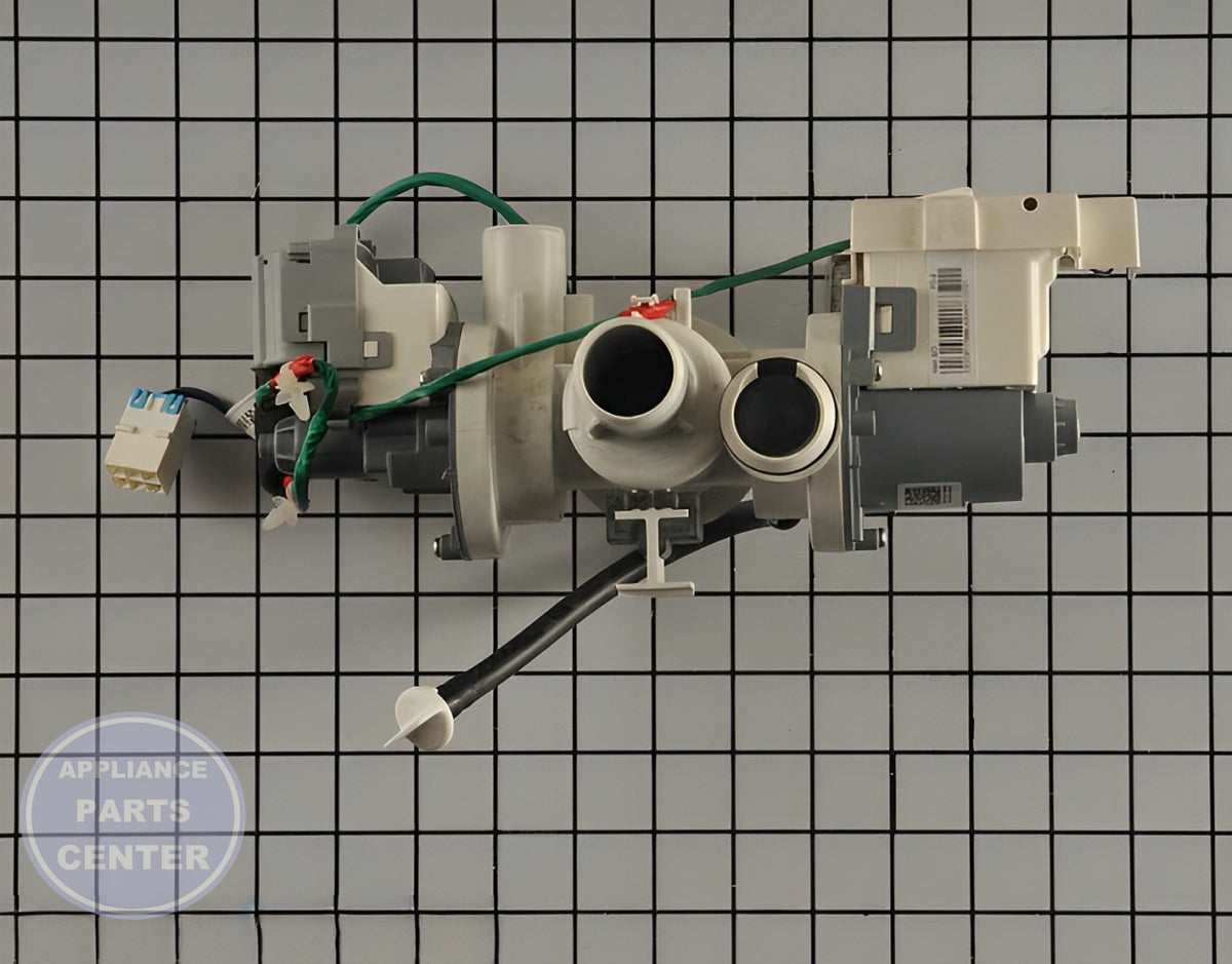 SAMSUNG WASHER DRAIN PUMP ASSEMBLY DC97-20639A - Installation in SMG model showing key mounting points