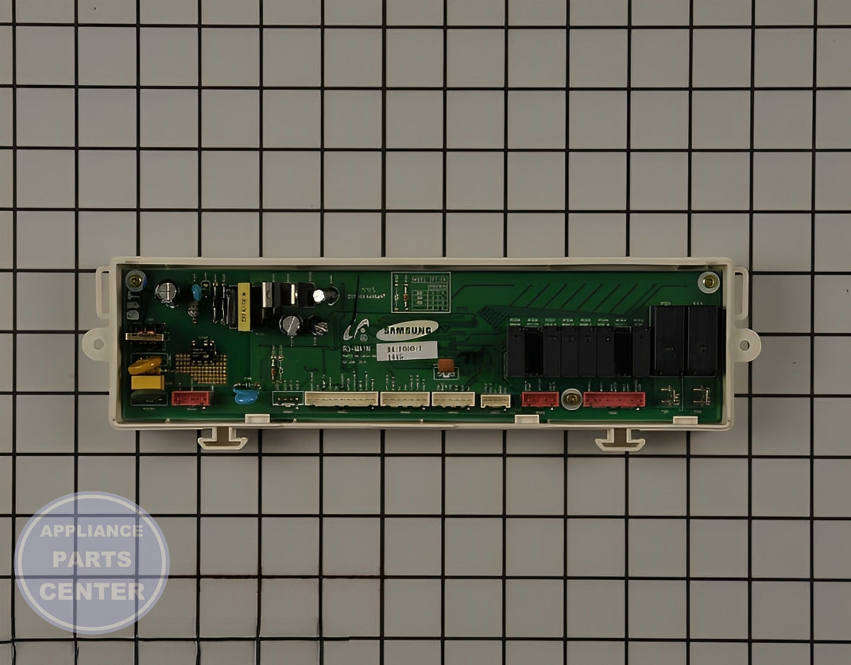 SAMSUNG DISHWASHER MAIN PCB ASSEMBLY DD92-00033C - Detailed view of circuit board and timer assembly