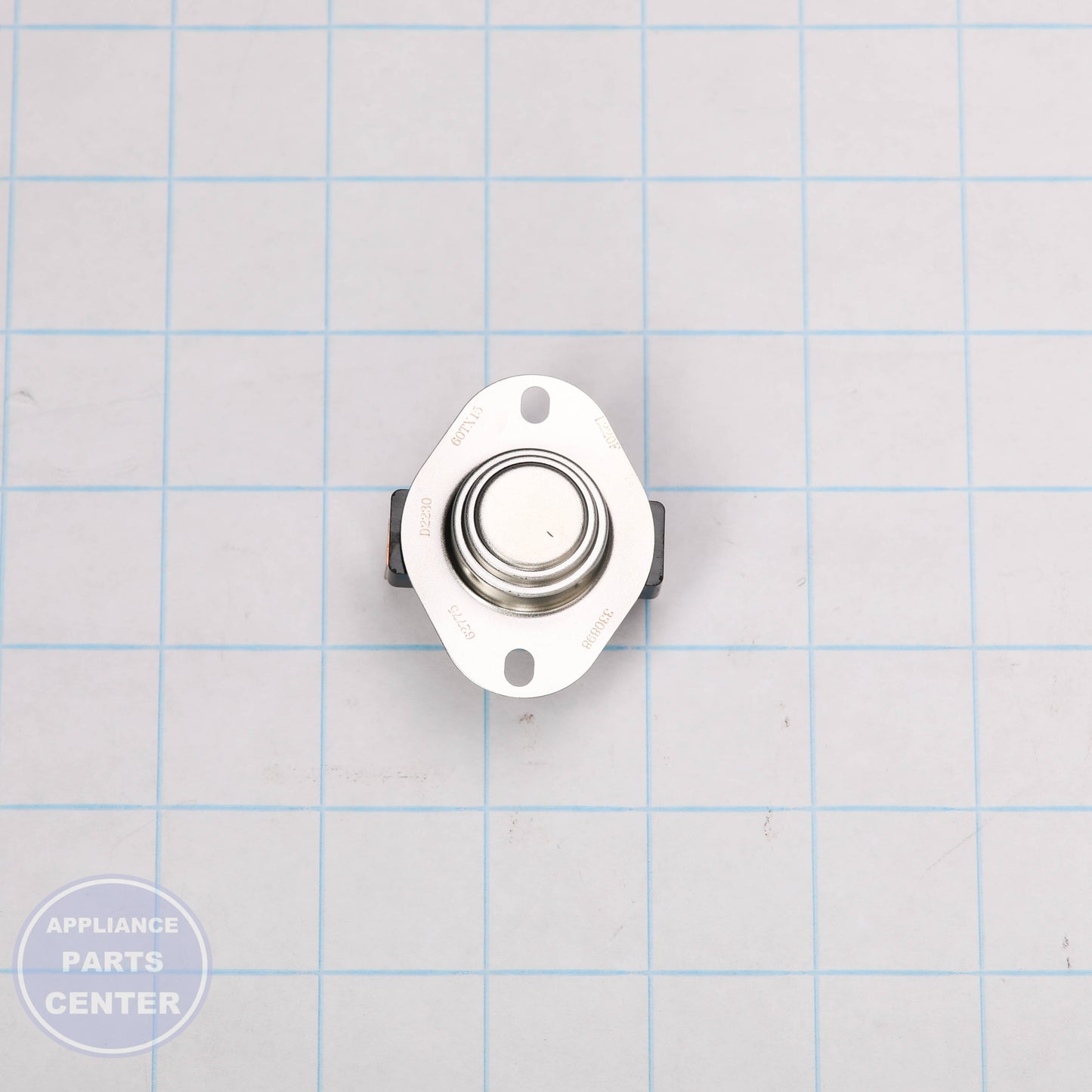 SVC-HIGH LIMIT SWITCH 220F;62775,DO130 - Side view with 220°F temperature specs