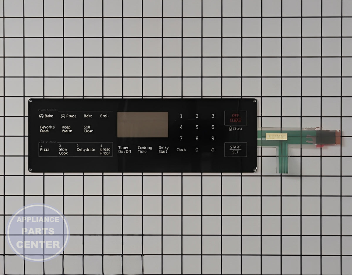 SAMSUNG RANGE MEMBRANE SWITCH DG34-00027B - Main view showing touchpad for SMG Range/Stove/Oven and Oven/Microwave Combo