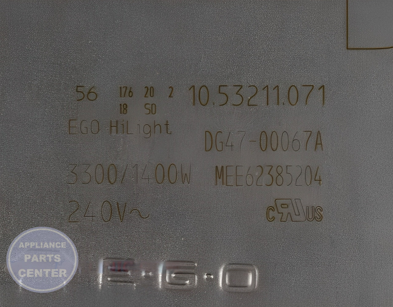 Samsung Radiant Surface Element DG47-00067A - Main view showing even heating for Samsung models