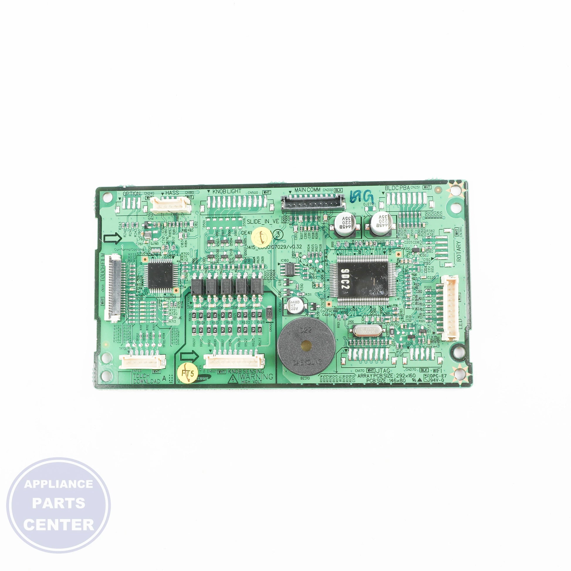 ASSY PCB SUB;SLIDE-IN-VE-10,NX9000R,146X DG92-01069G - Side view with precise technical specifications