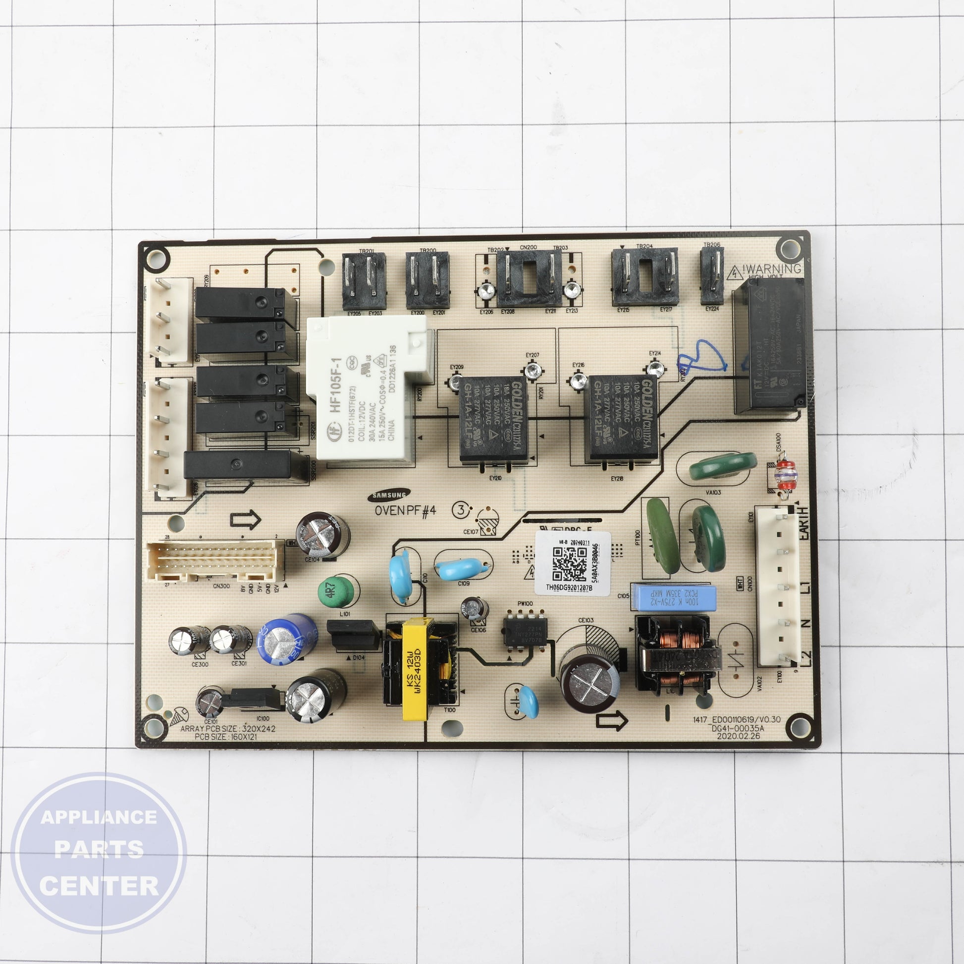 ASSY PCB MAIN;OVEN PF4,NX9000T,160X121MM - Side view with 160X121mm dimensions