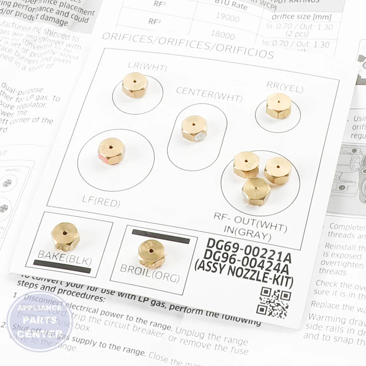 Samsung ASSY NOZZLE KIT DG96-00424A - Main view showing Gas Burner & Control Valve for NX58K9850SS