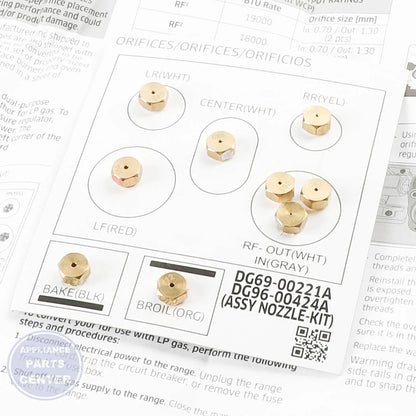Samsung ASSY NOZZLE KIT DG96-00424A - Main view showing Gas Burner & Control Valve for NX58K9850SS