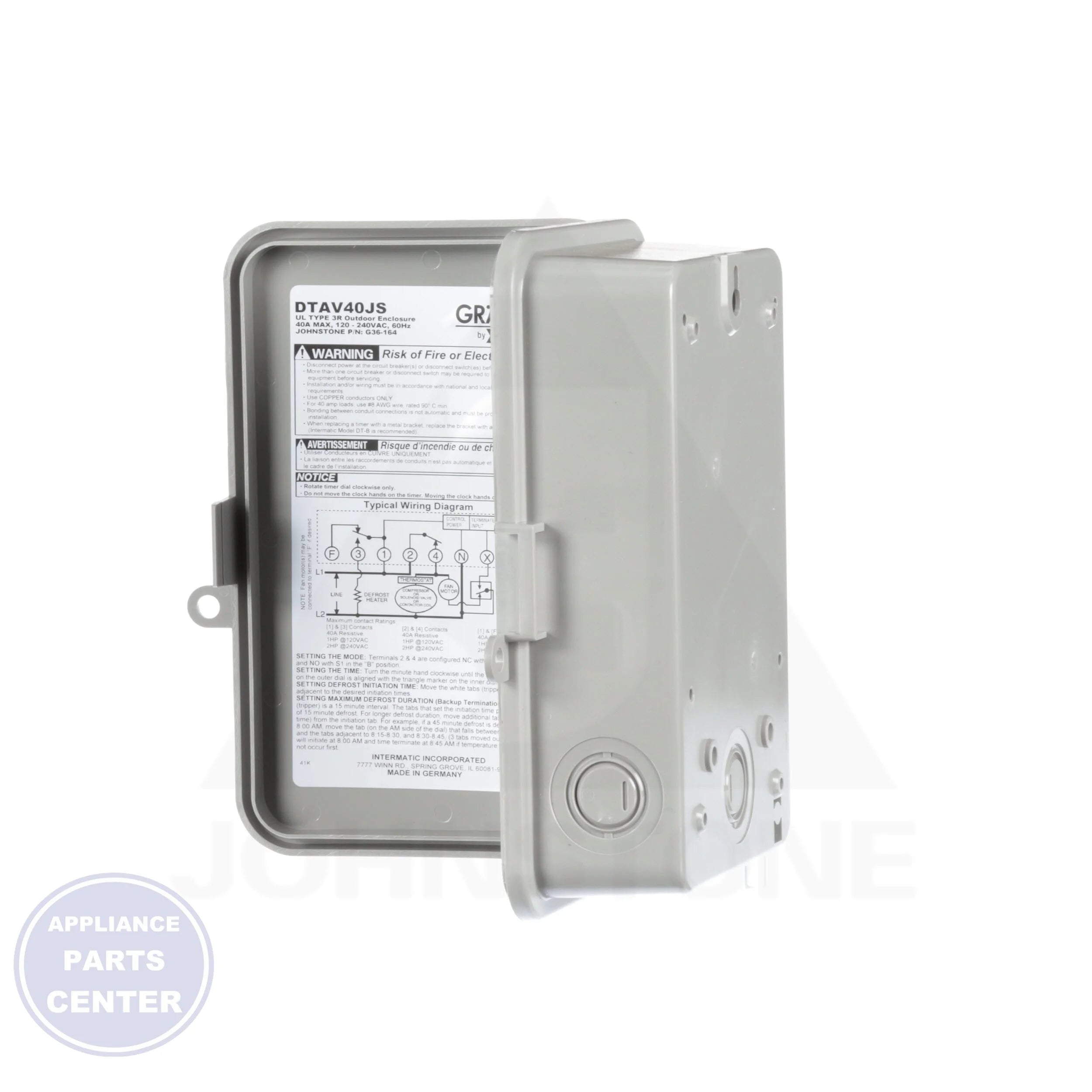 Commercial Auto-Voltage Defrost Timer DTAV40JS - Detailed view of Grässlin 24-Hour Electromechanical design