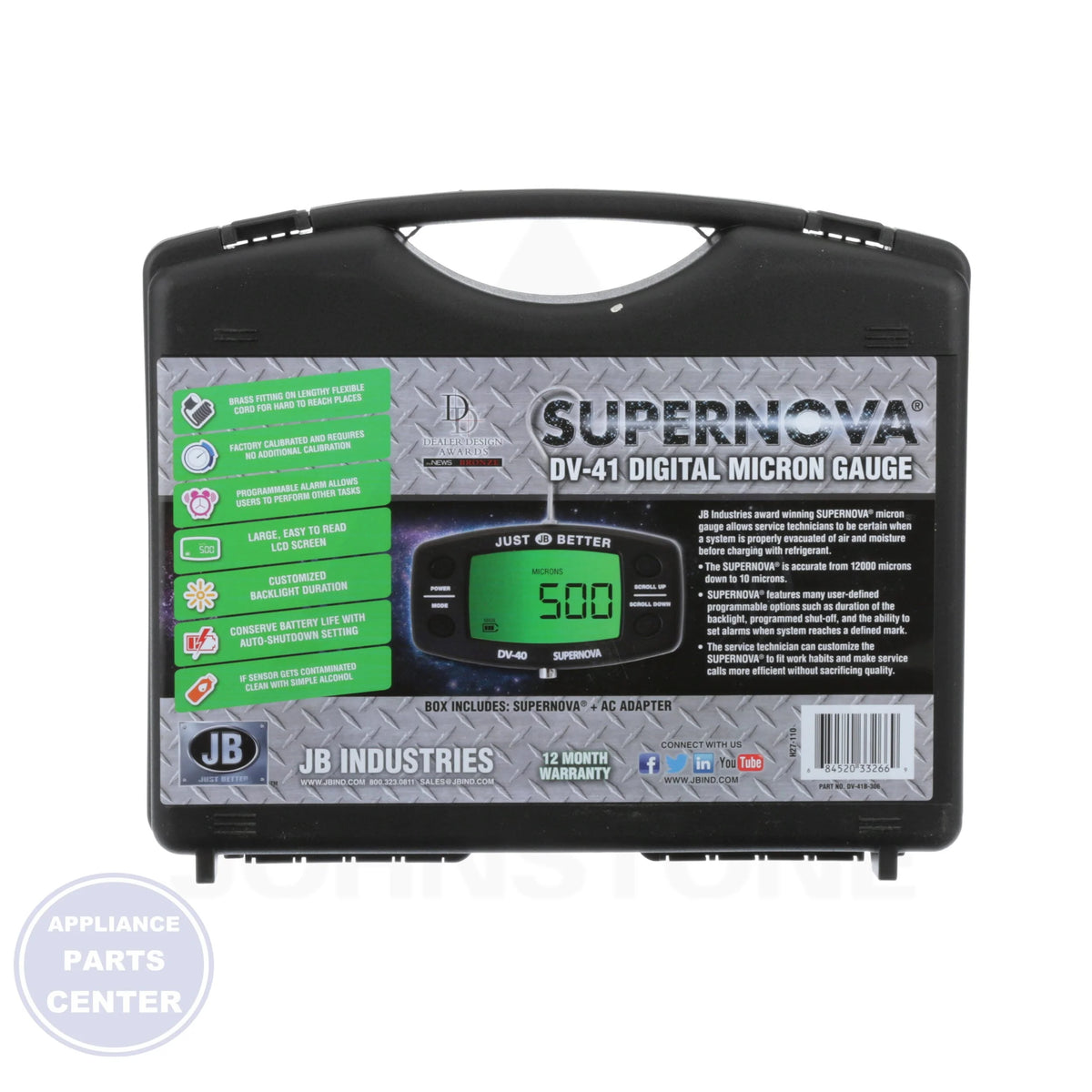 Digital Vacuum Gauge DV-41 - Side view with precise measurements