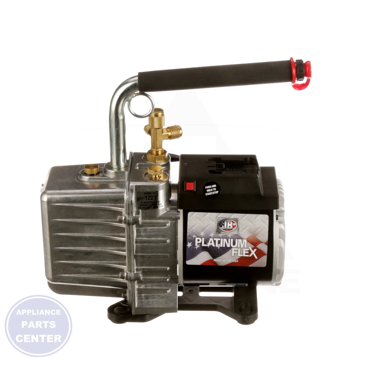 Platinum Flex AC/Battery Vacuum Pump DV-85-FLEX - Detailed view of ergonomic 1/2" NPT exhaust handle