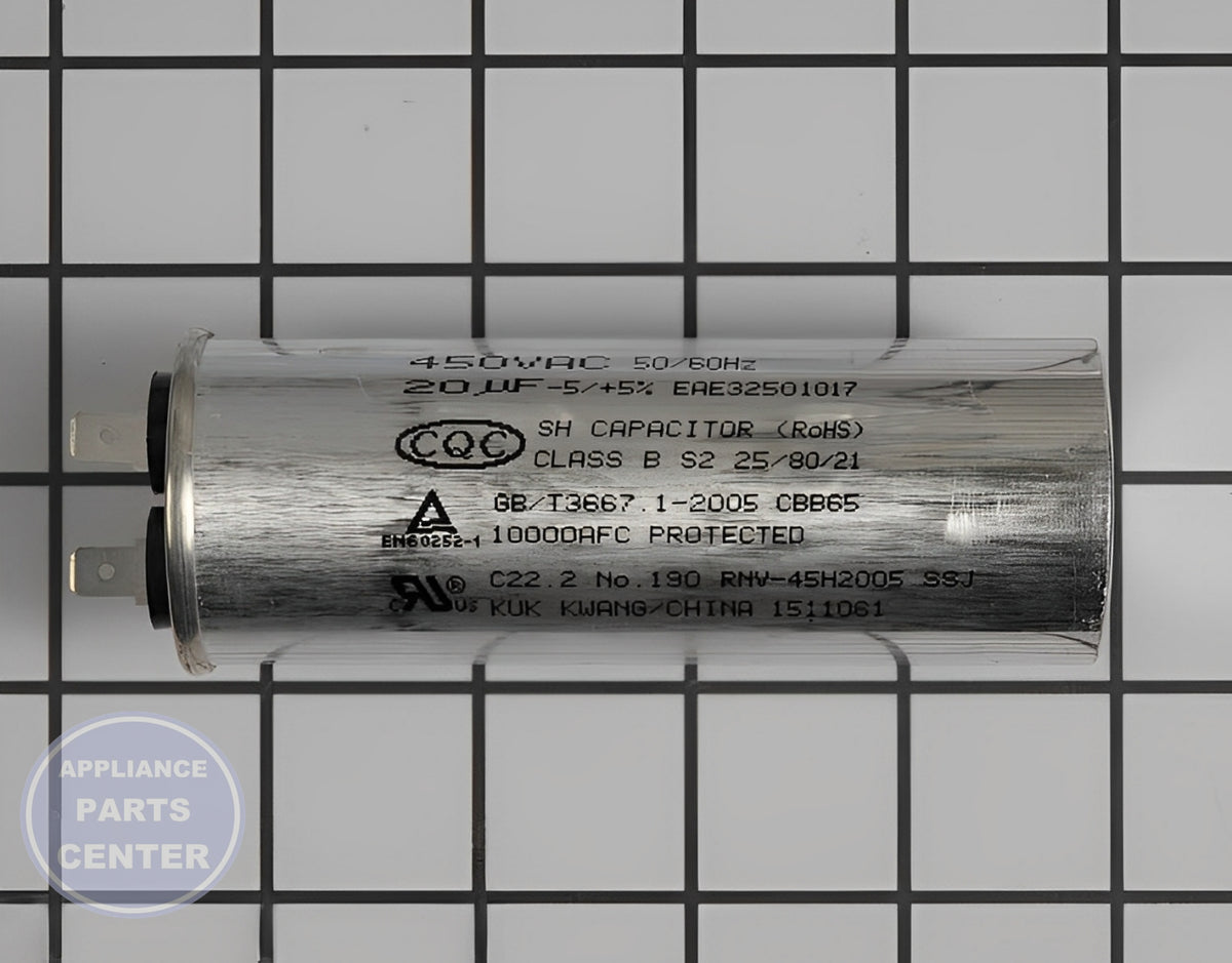 LG REFRIGERATOR CAPACITOR EAE32501017 - Main view showing electrical connections for LG Model X