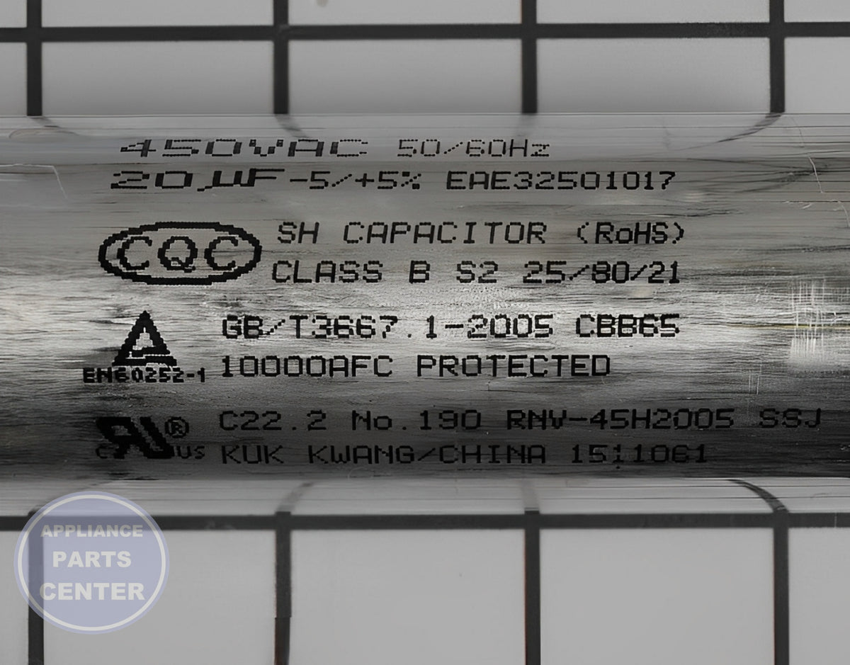 LG REFRIGERATOR CAPACITOR EAE32501017 - Side view with specific measurements