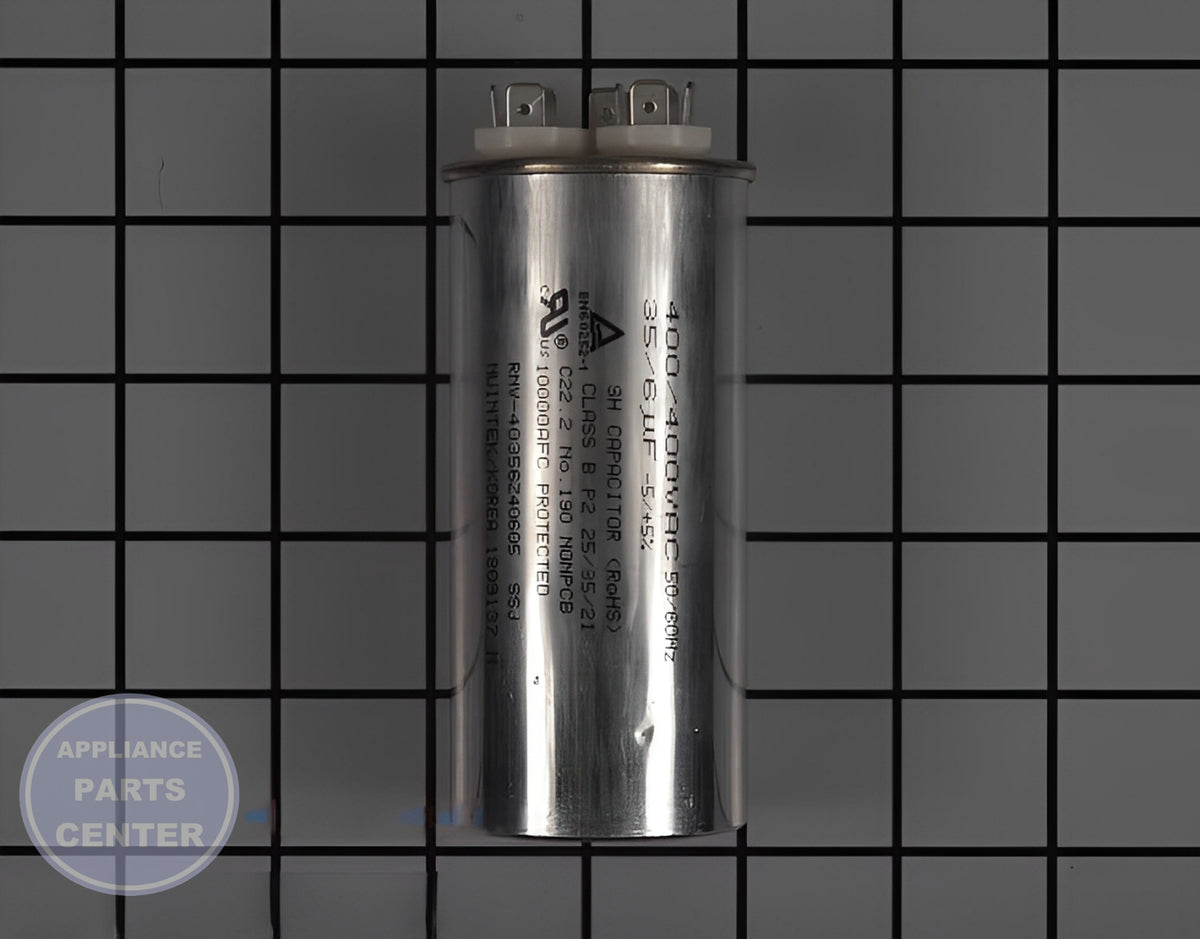 LG AIR CONDITIONER DUAL RADIAL ELECTRIC CAPACITOR FILM EAE43285408 - Main view showing dual radial design for LGE models