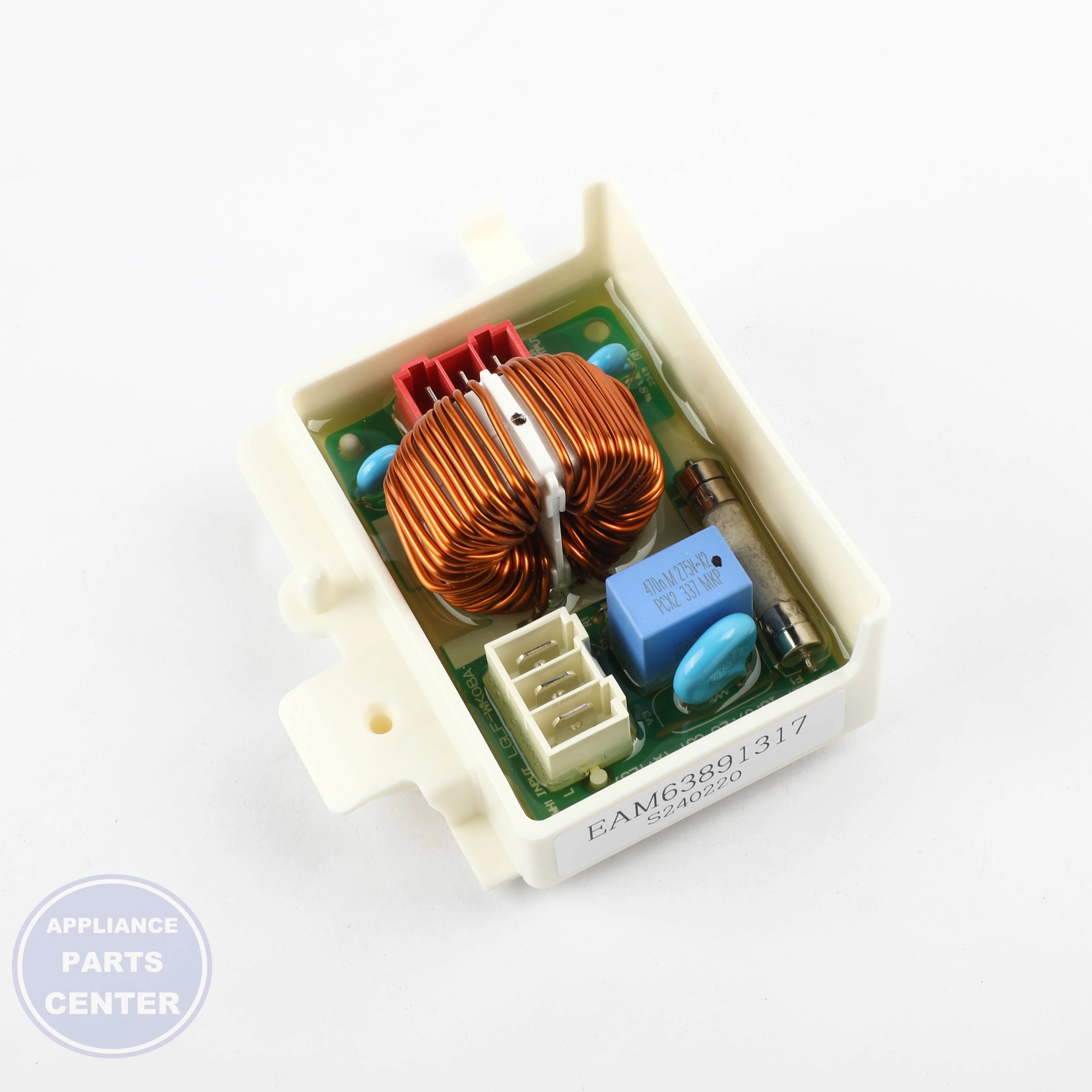 FILTER ASSEMBLY EAM63891333 - Side view with precise measurements