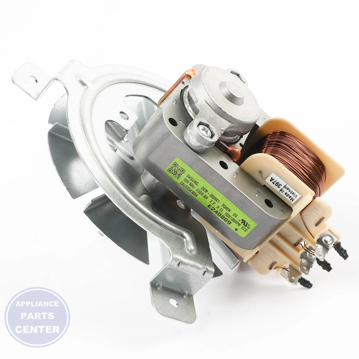 MOTOR ASSEMBLY,AC,FAN EAU63303803 - Side view with specific measurements