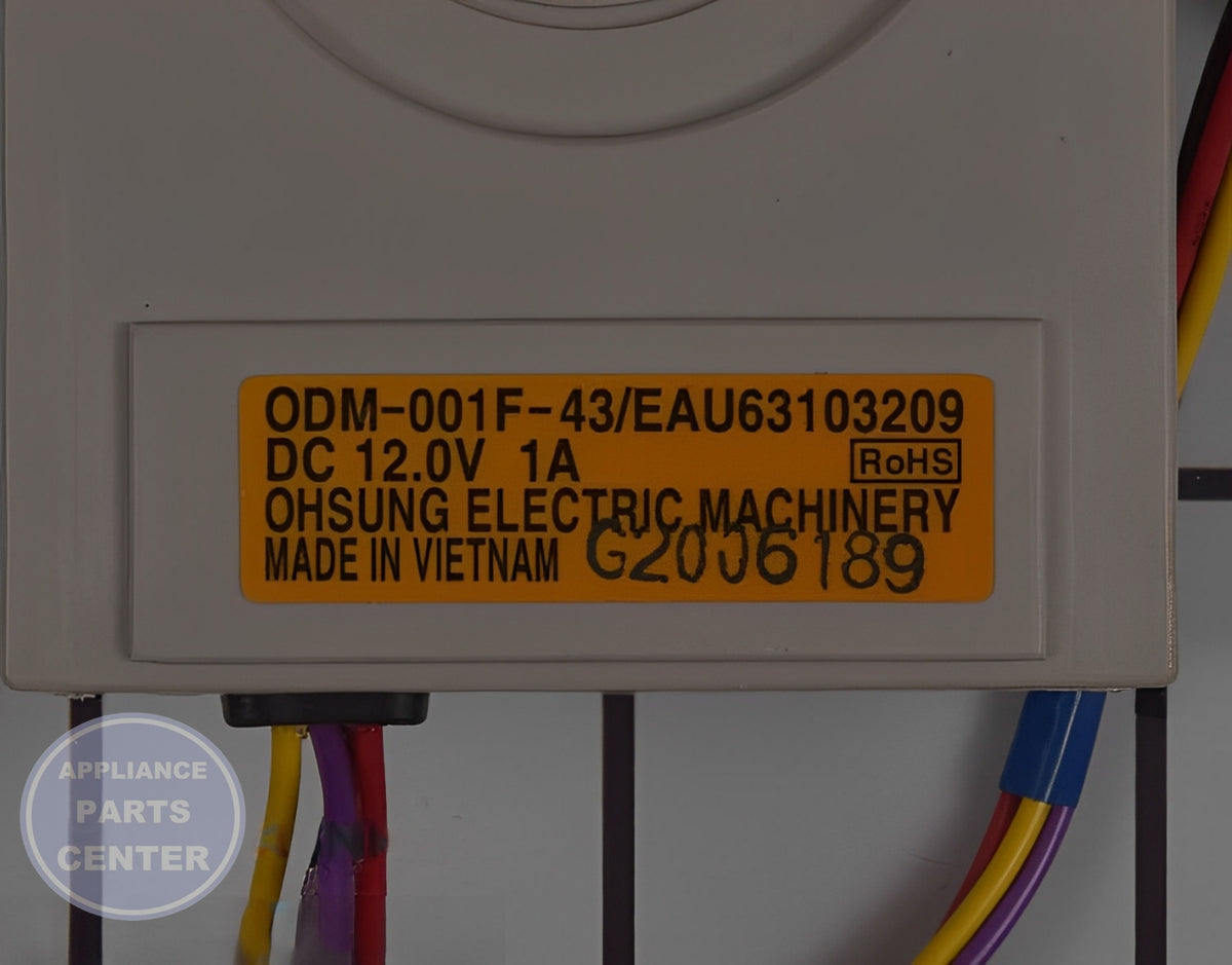 LG DC MOTOR ASSEMBLY EAU65058315 - Side view with durability specs
