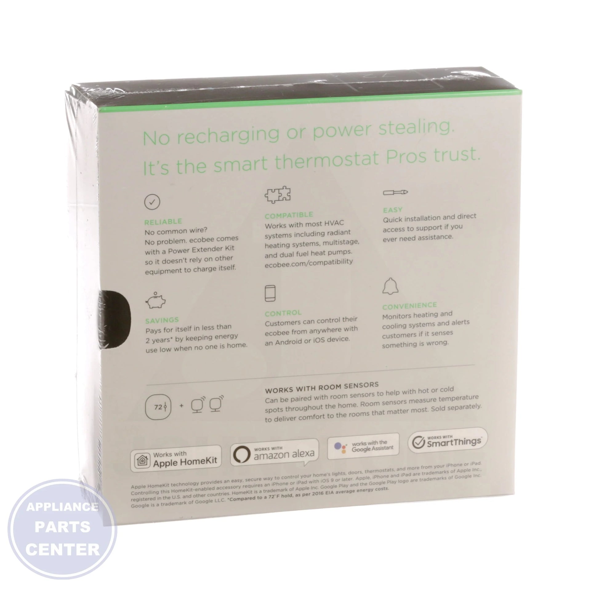 ecobee3 Lite Pro Smart Wi-Fi Thermostat EB-STATe3LTP-02 - Side view with 24 volts power method
