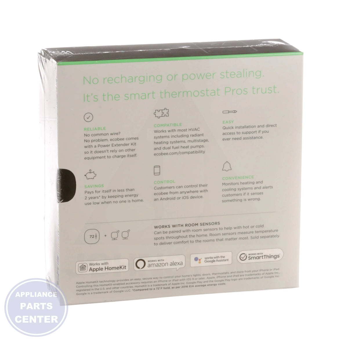 ecobee3 Lite Pro Smart Wi-Fi Thermostat EB-STATe3LTP-02 - Side view with 24 volts power method