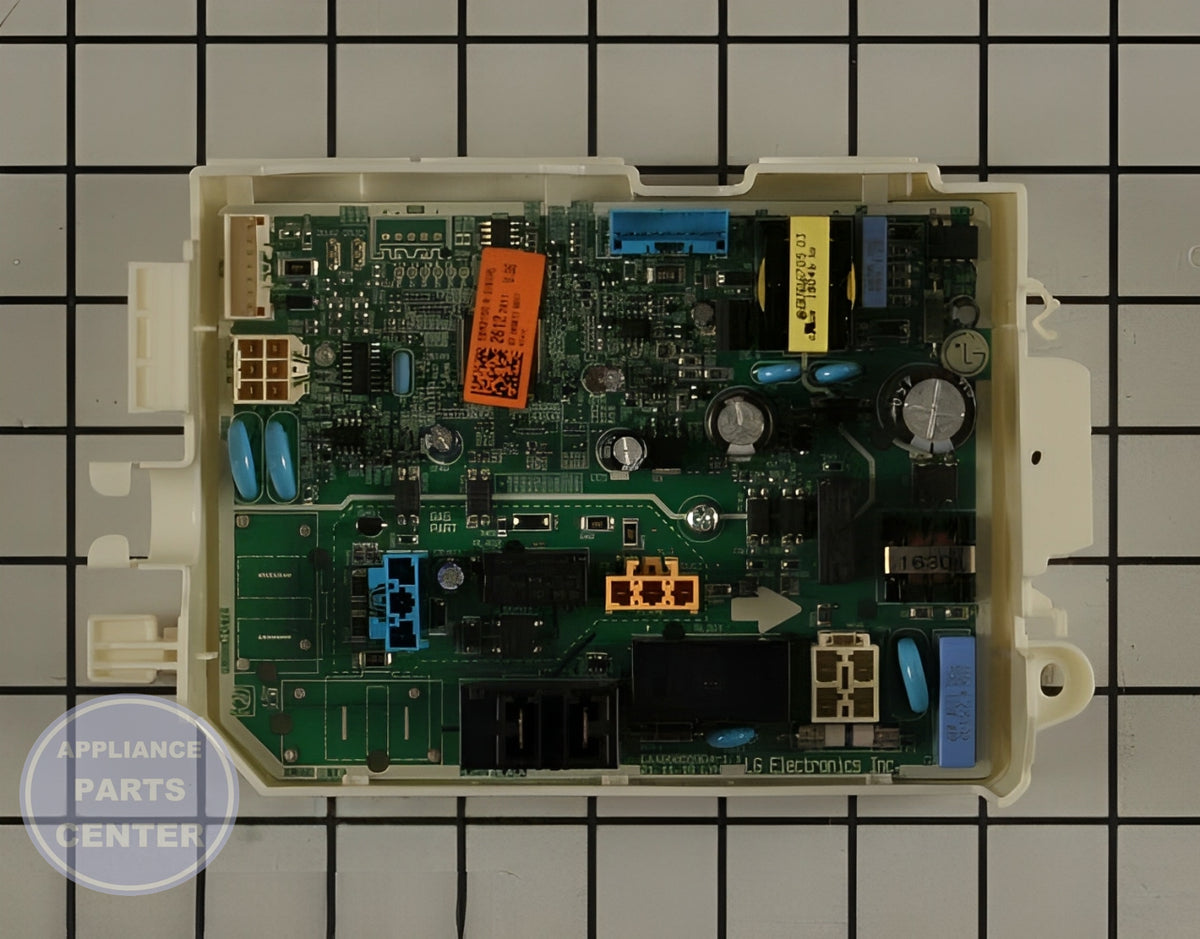 LG Main Control Board EBR31002612 - Main view showing circuit board and timer functions for LG Dryers