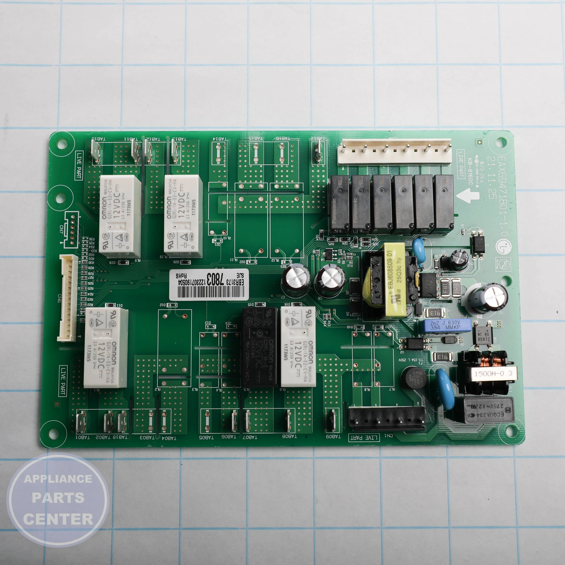 PCB ASSEMBLY,POWER EBR31737803 - Side view with precise technical measurements