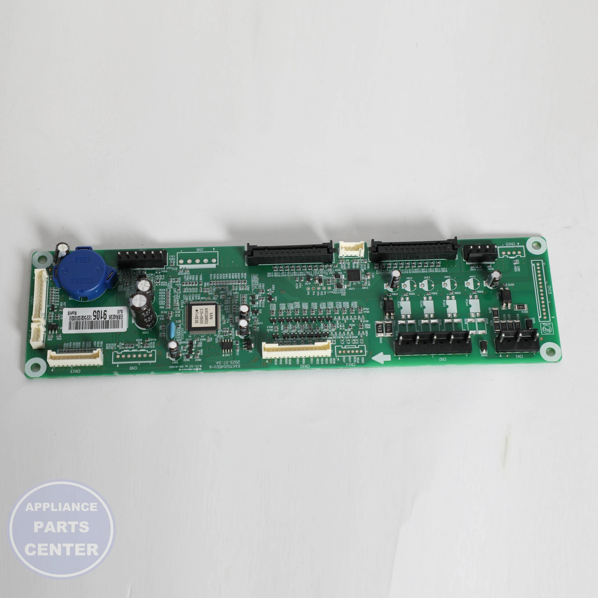 PCB ASSEMBLY,MAIN EBR42389105 - Side view with precise technical specifications